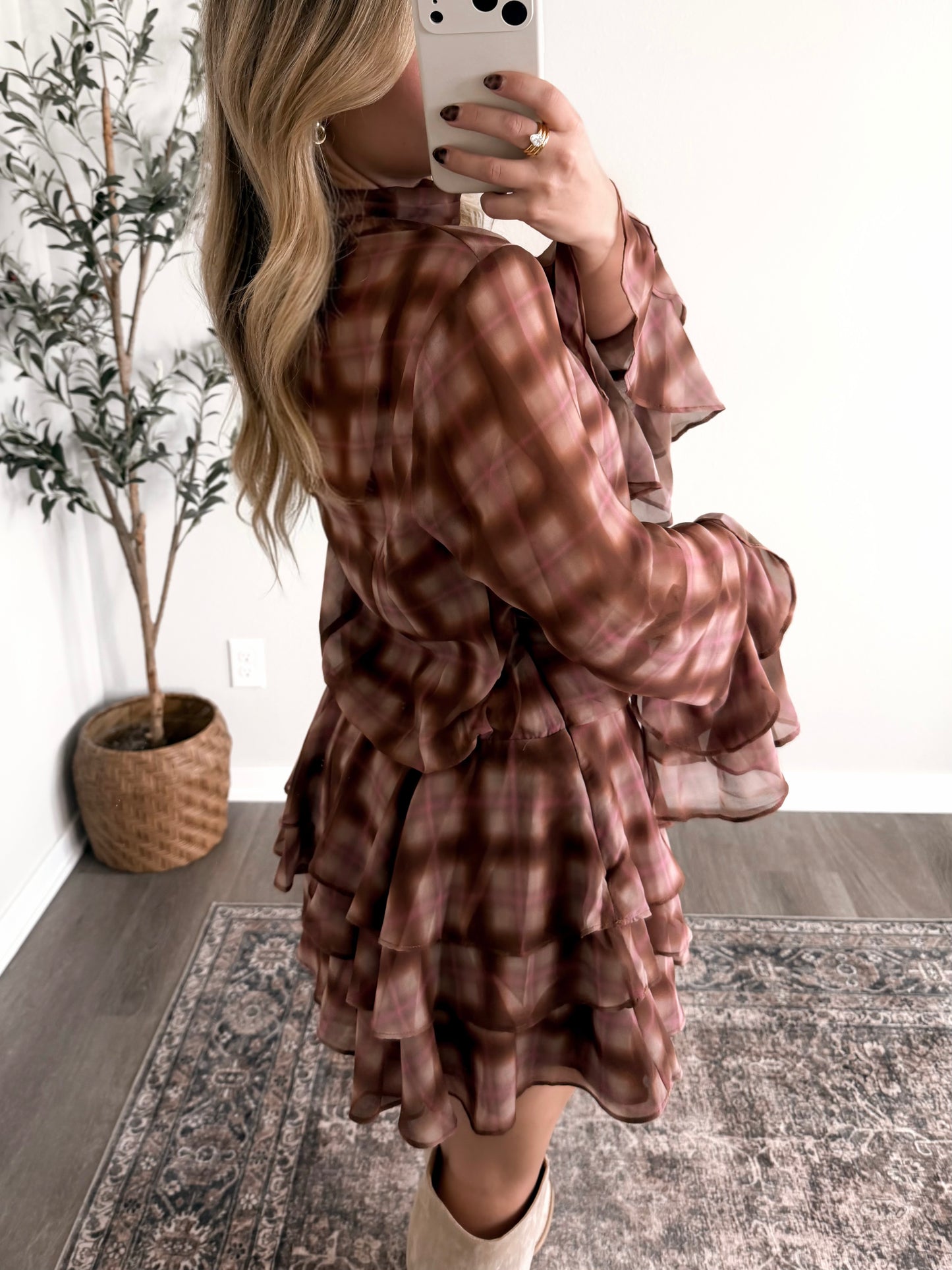 Rosewood Plaid Ruffle Dress
