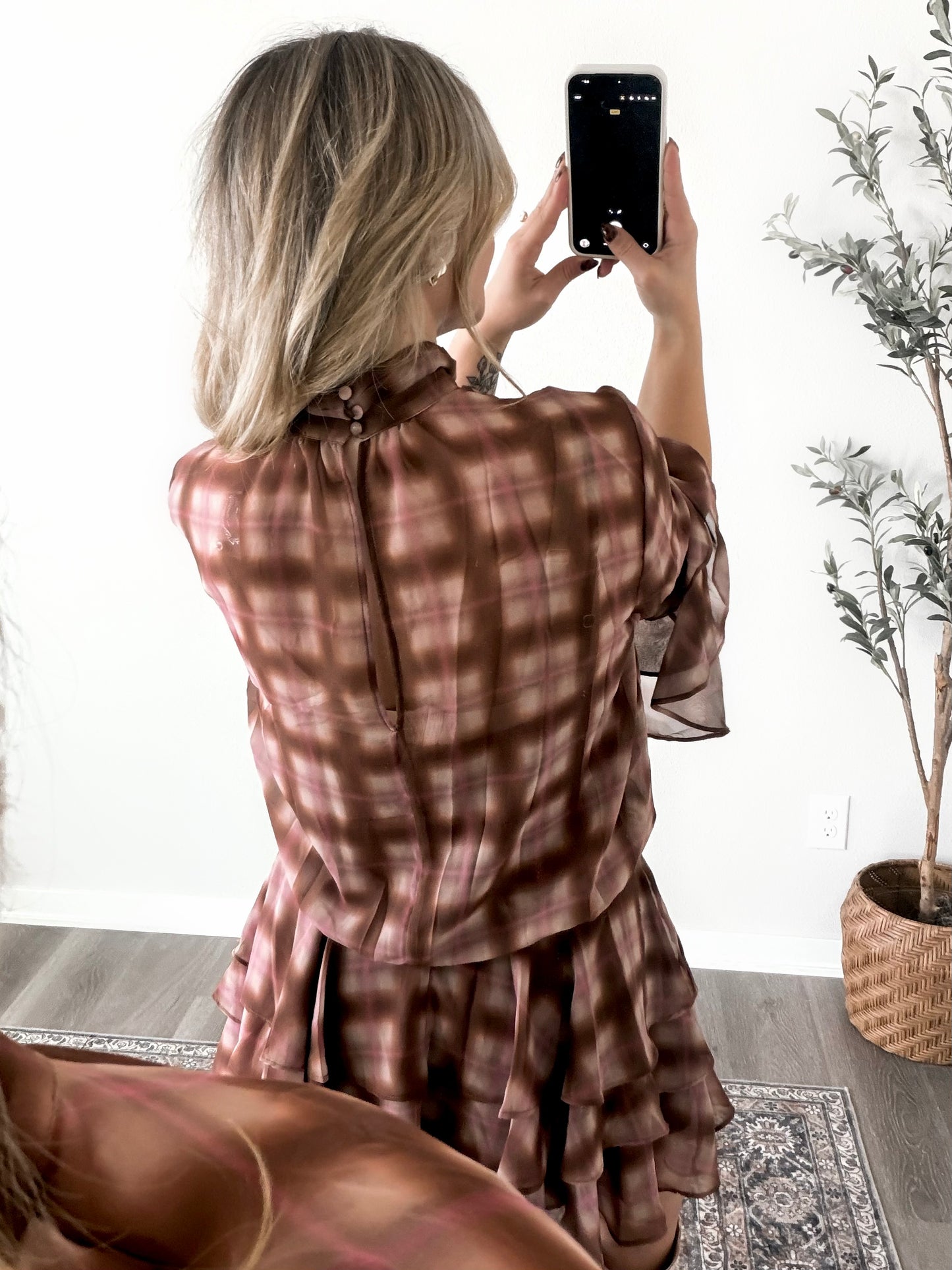Rosewood Plaid Ruffle Dress