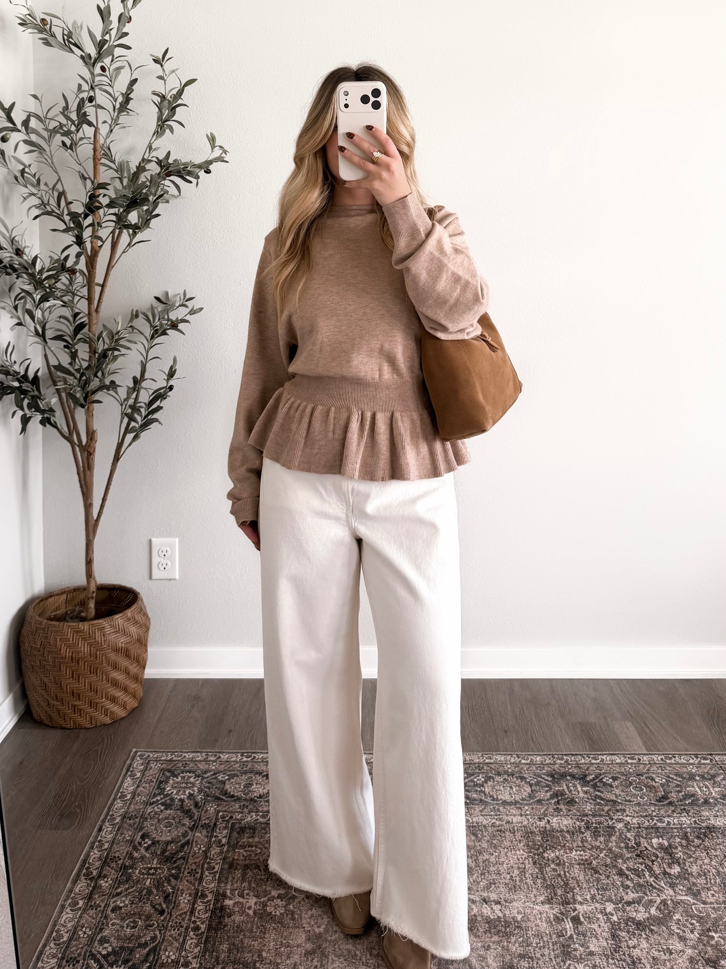 Cinnamon Bun Peplum Knit Sweater