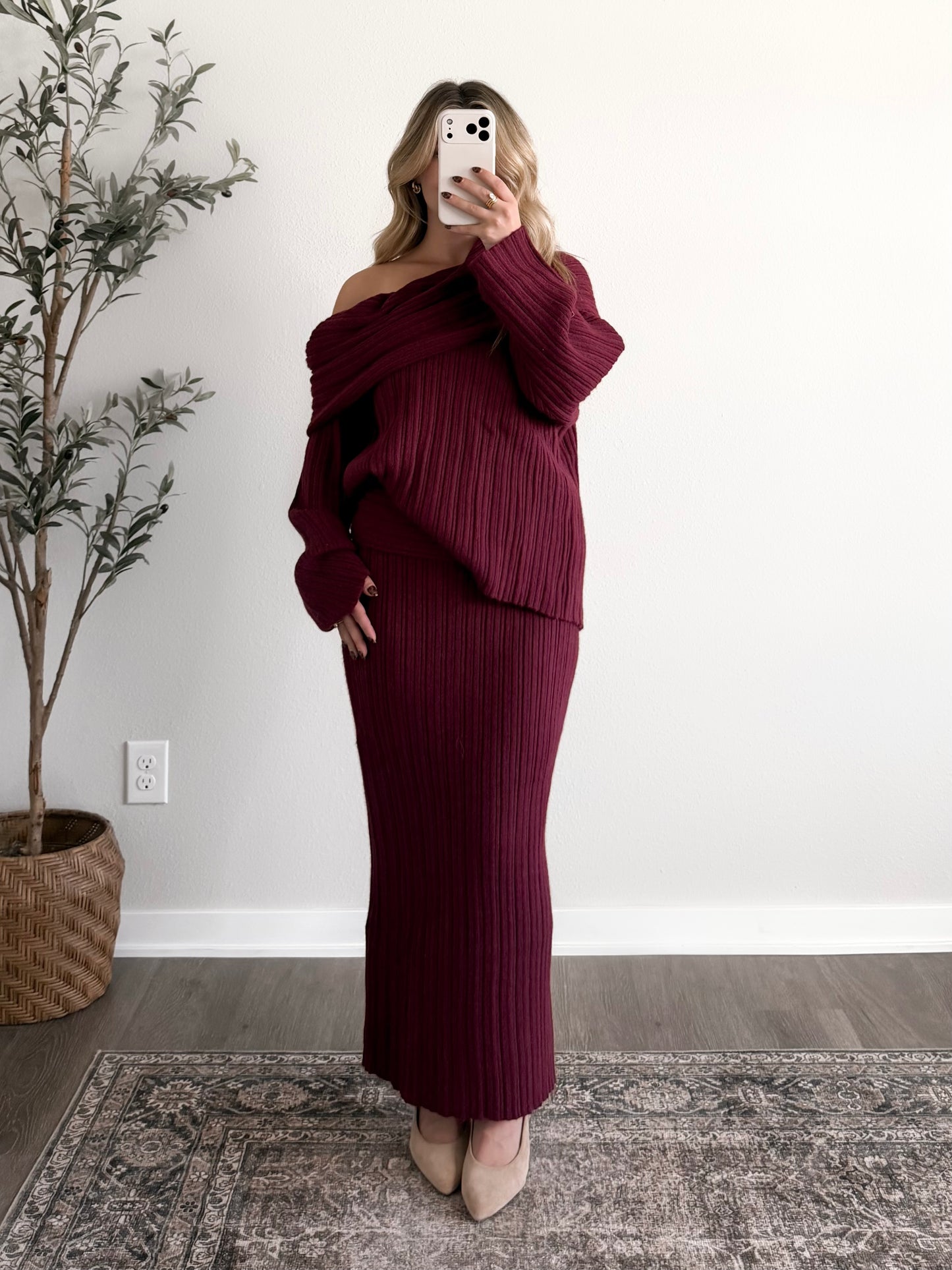 Holiday Muse Knit Midi Skirt