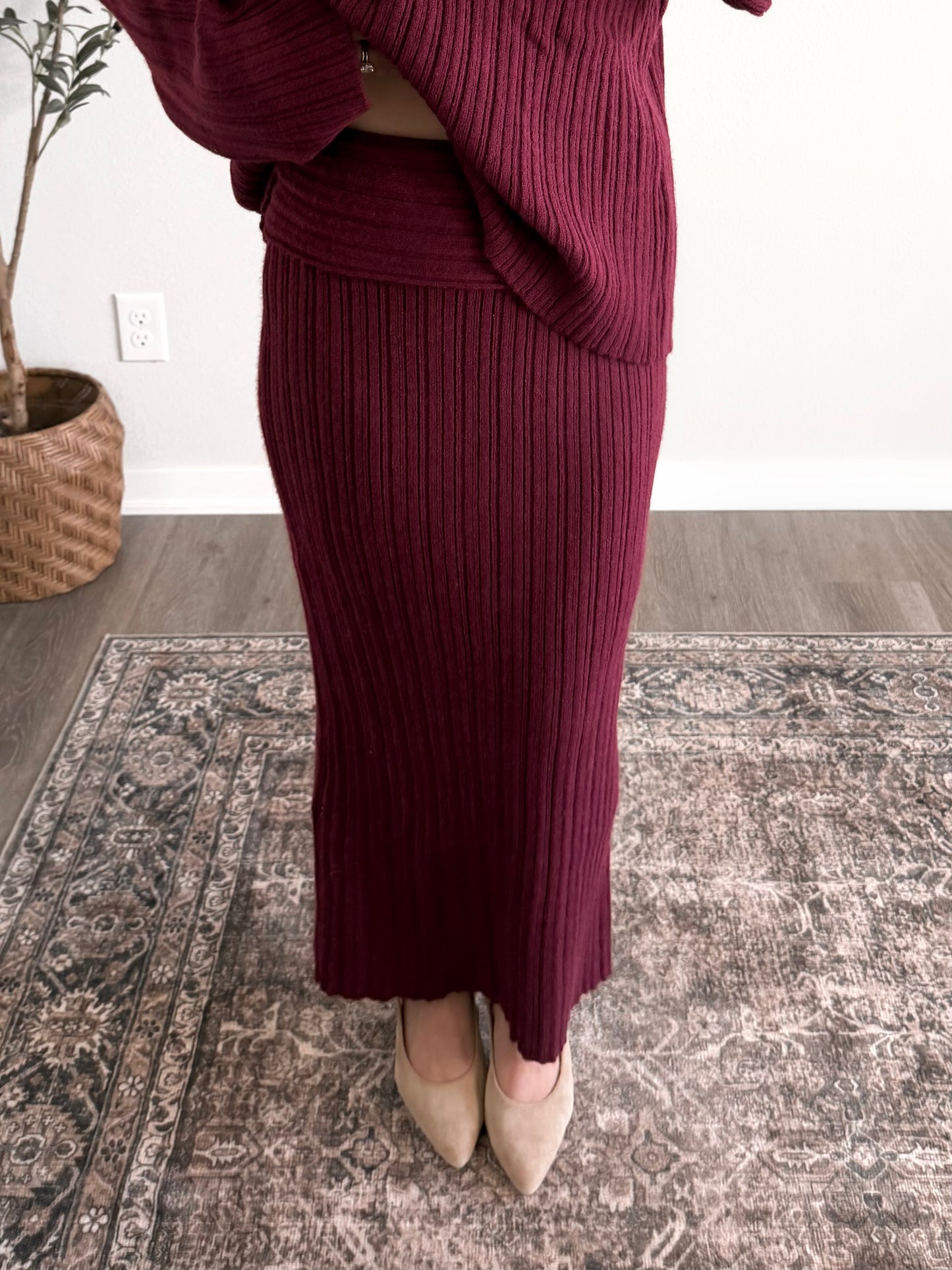 Holiday Muse Knit Midi Skirt