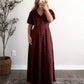 Cranberry Wine Satin Maxi Dress