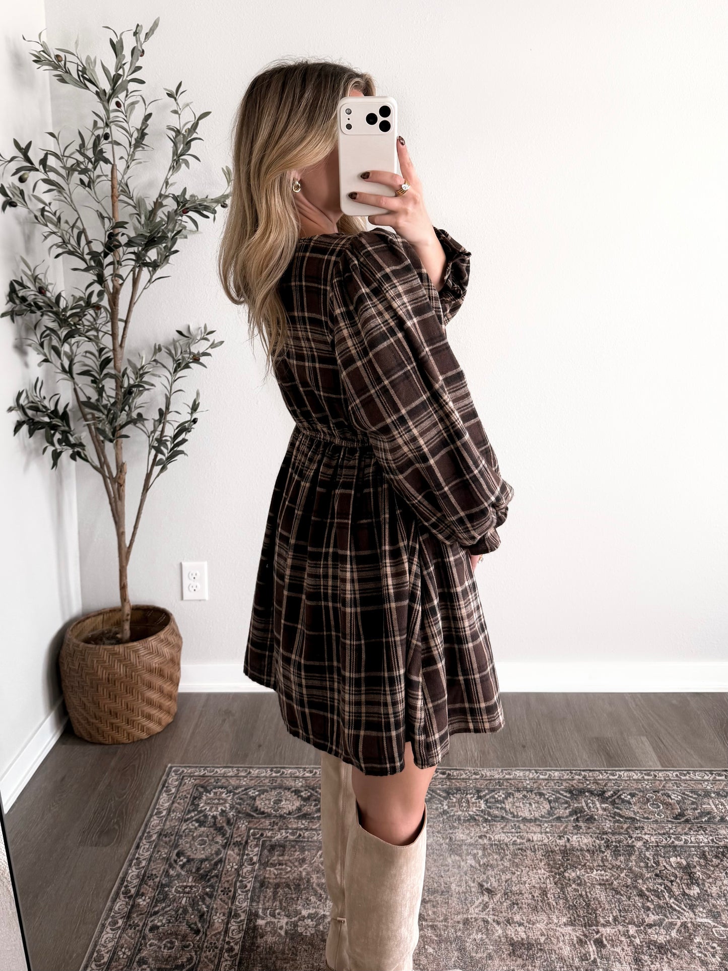 Hazelnut Waldorf Plaid Lace Dress