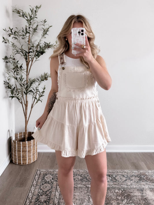 A Moment Overall Romper / Oatmeal