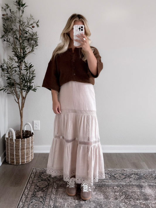 Neutral Crochet Midi Skirt