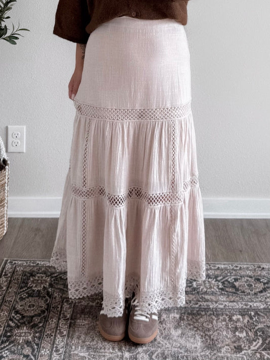 Neutral Crochet Midi Skirt
