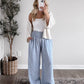 Linen Gingham Wide Leg Pant