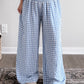 Linen Gingham Wide Leg Pant