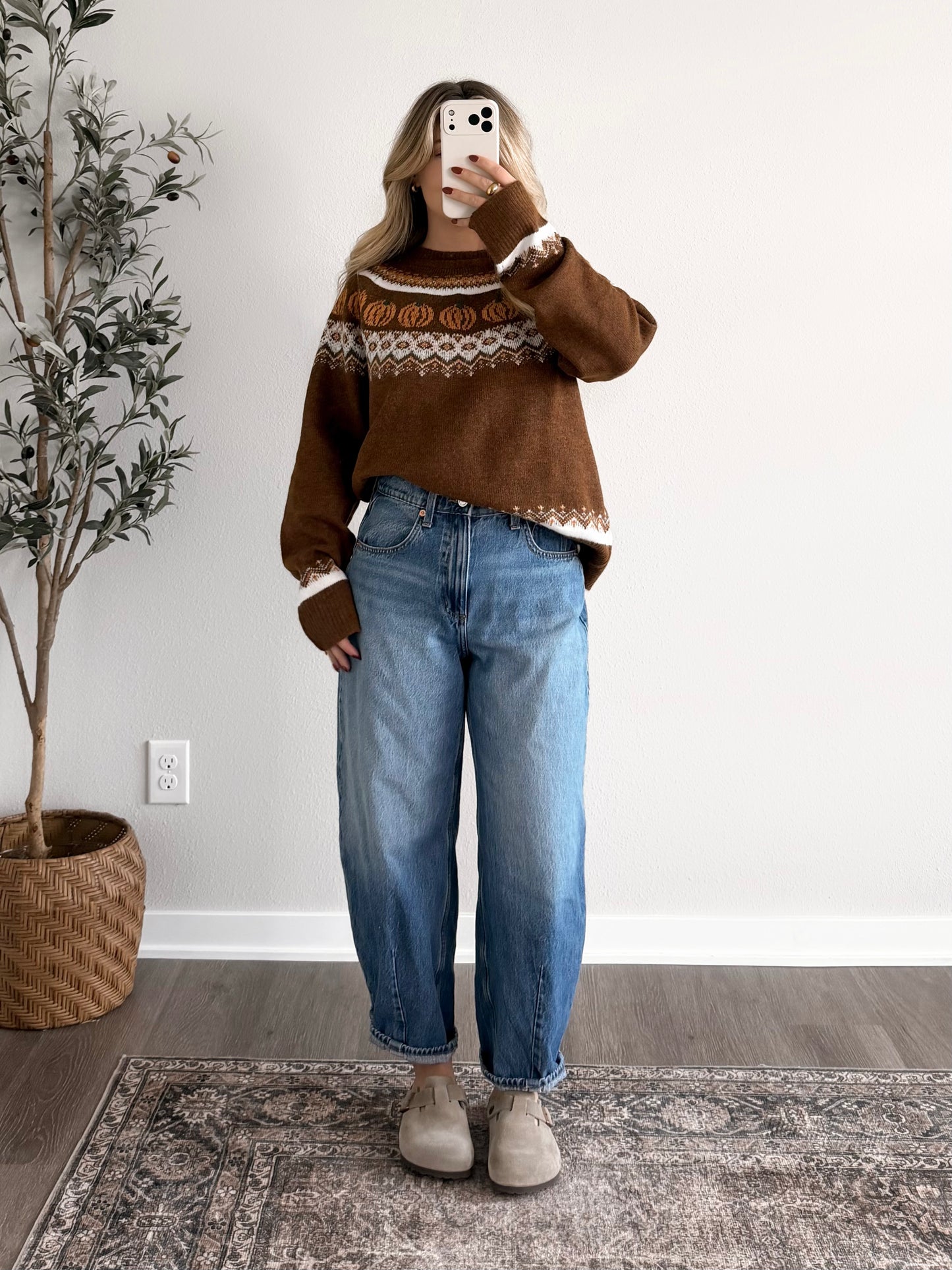 Pumpkin Fair Isle Knit Sweater