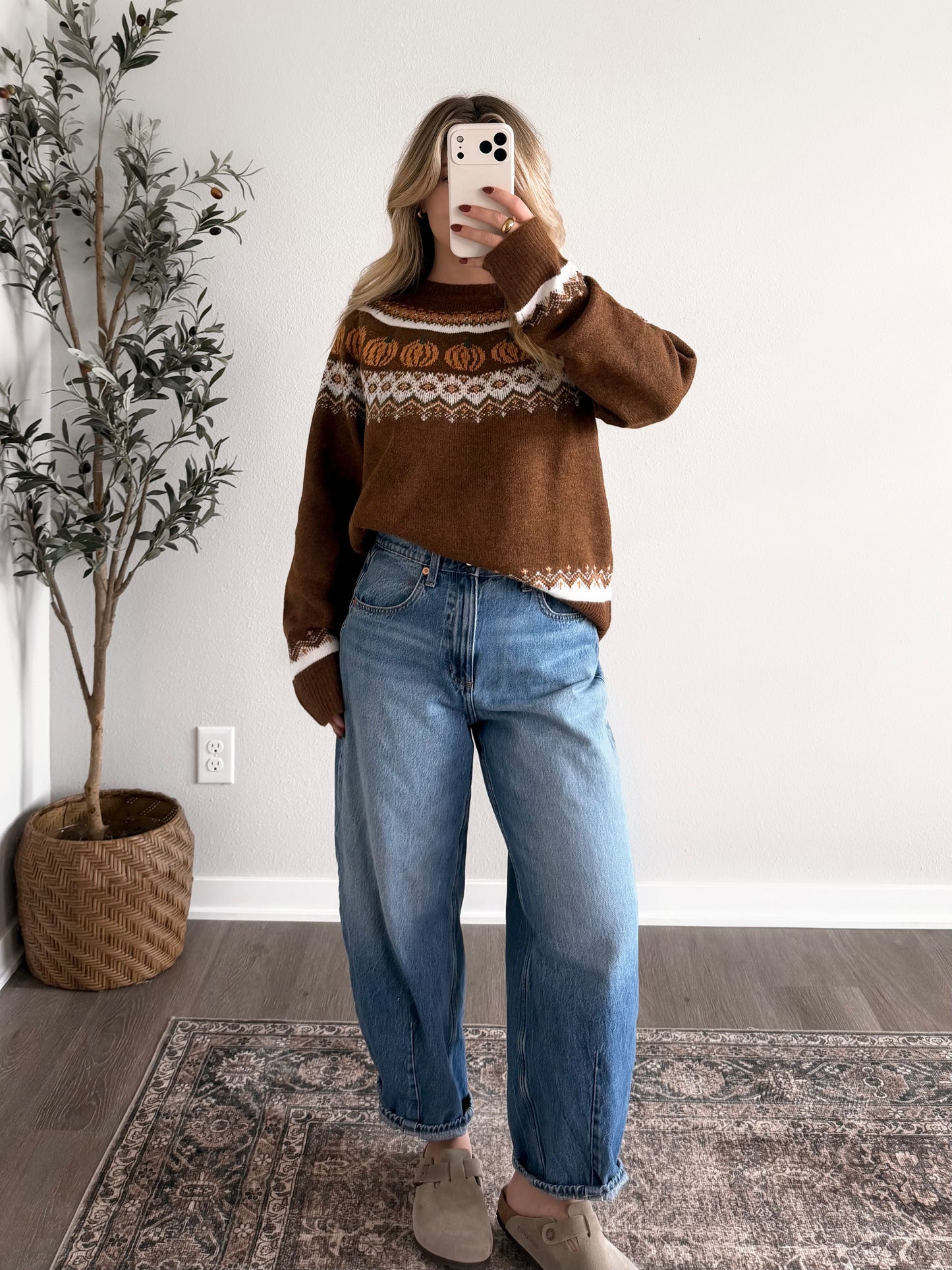 Pumpkin Fair Isle Knit Sweater
