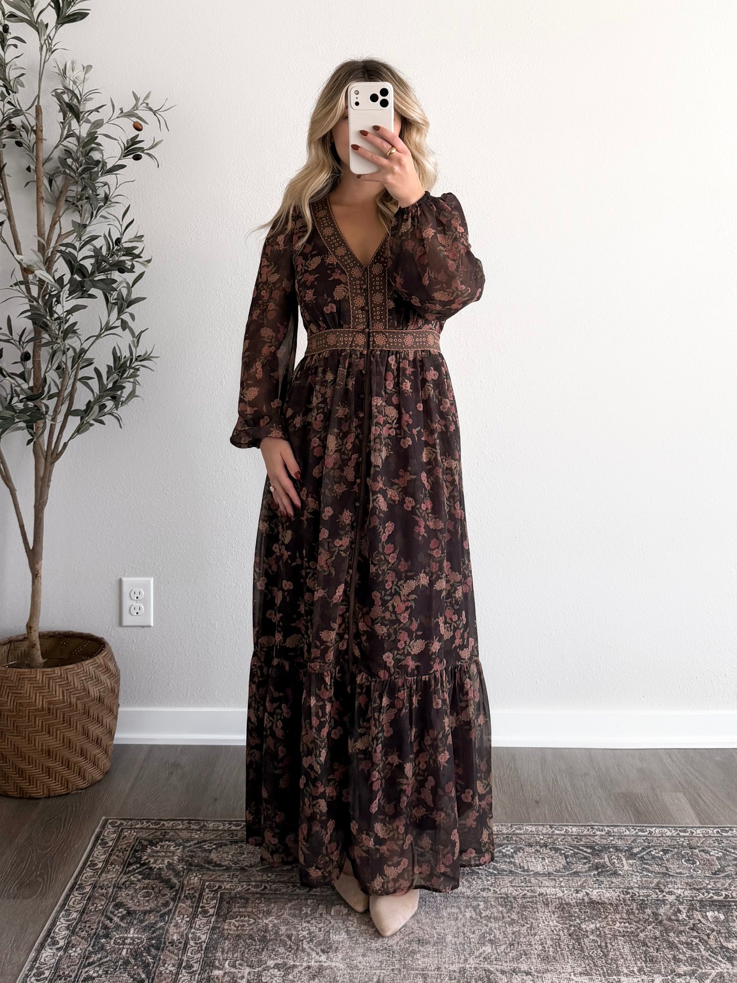 Spiced Fig Floral Maxi Dress