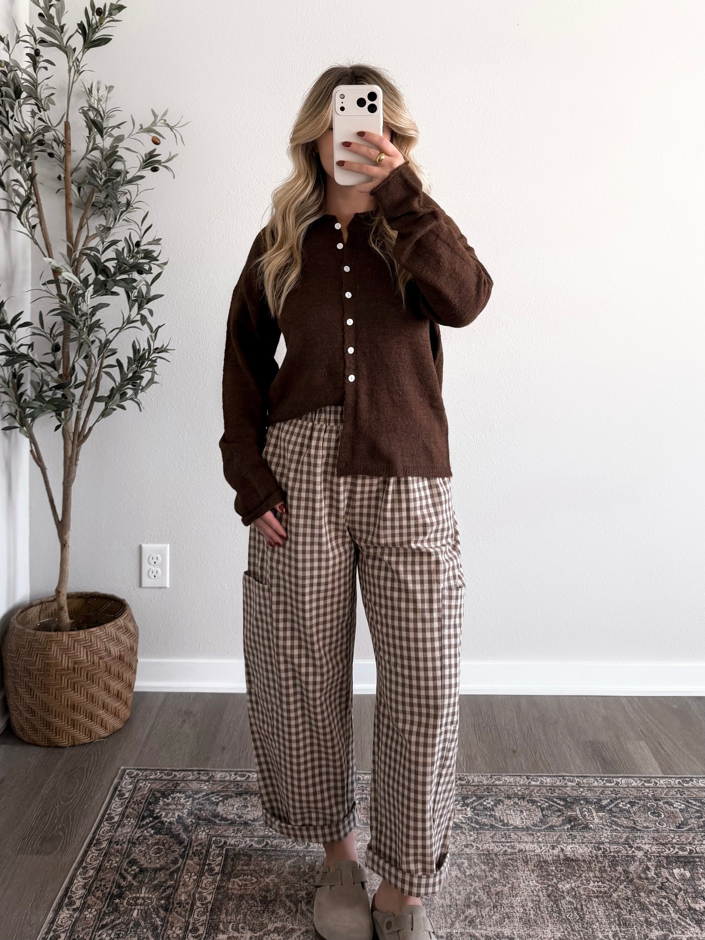 Augie Knit Button Cardigan / Brown