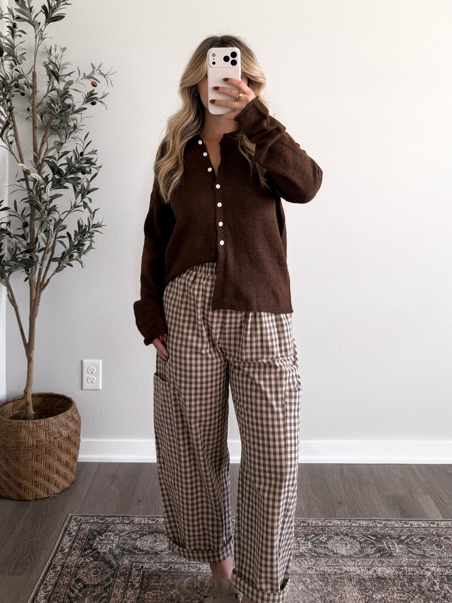 Augie Knit Button Cardigan / Brown