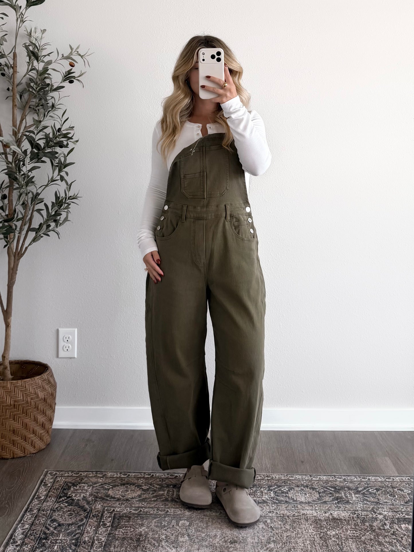 Outlook Barrel Denim Overalls / Olive
