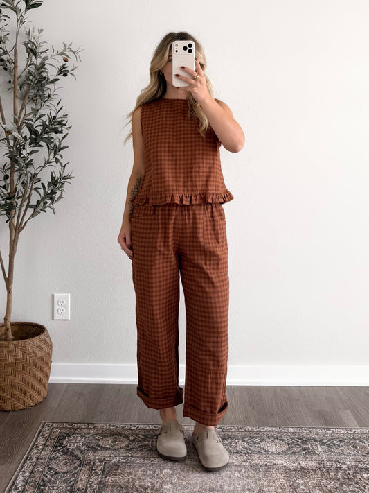 Warm Spice Gingham Pant Set