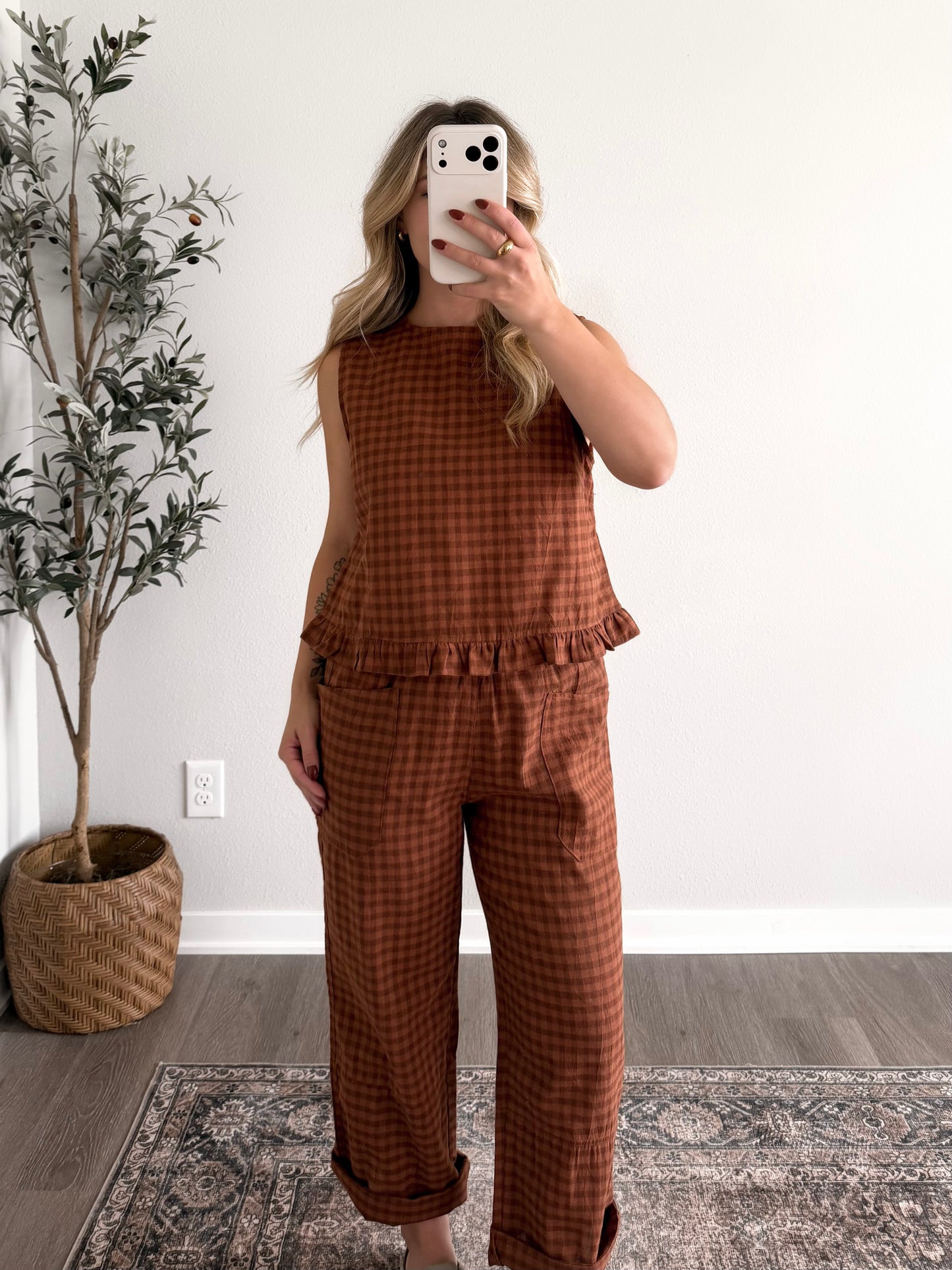 Warm Spice Gingham Pant Set