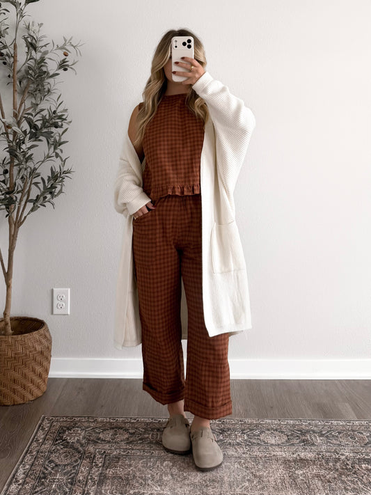 Warm Spice Gingham Pant Set