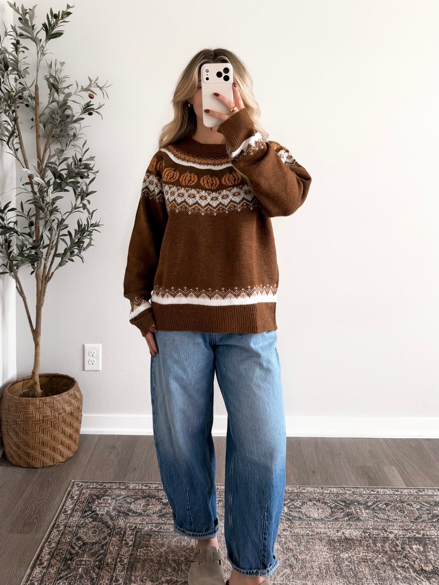 Pumpkin Fair Isle Knit Sweater