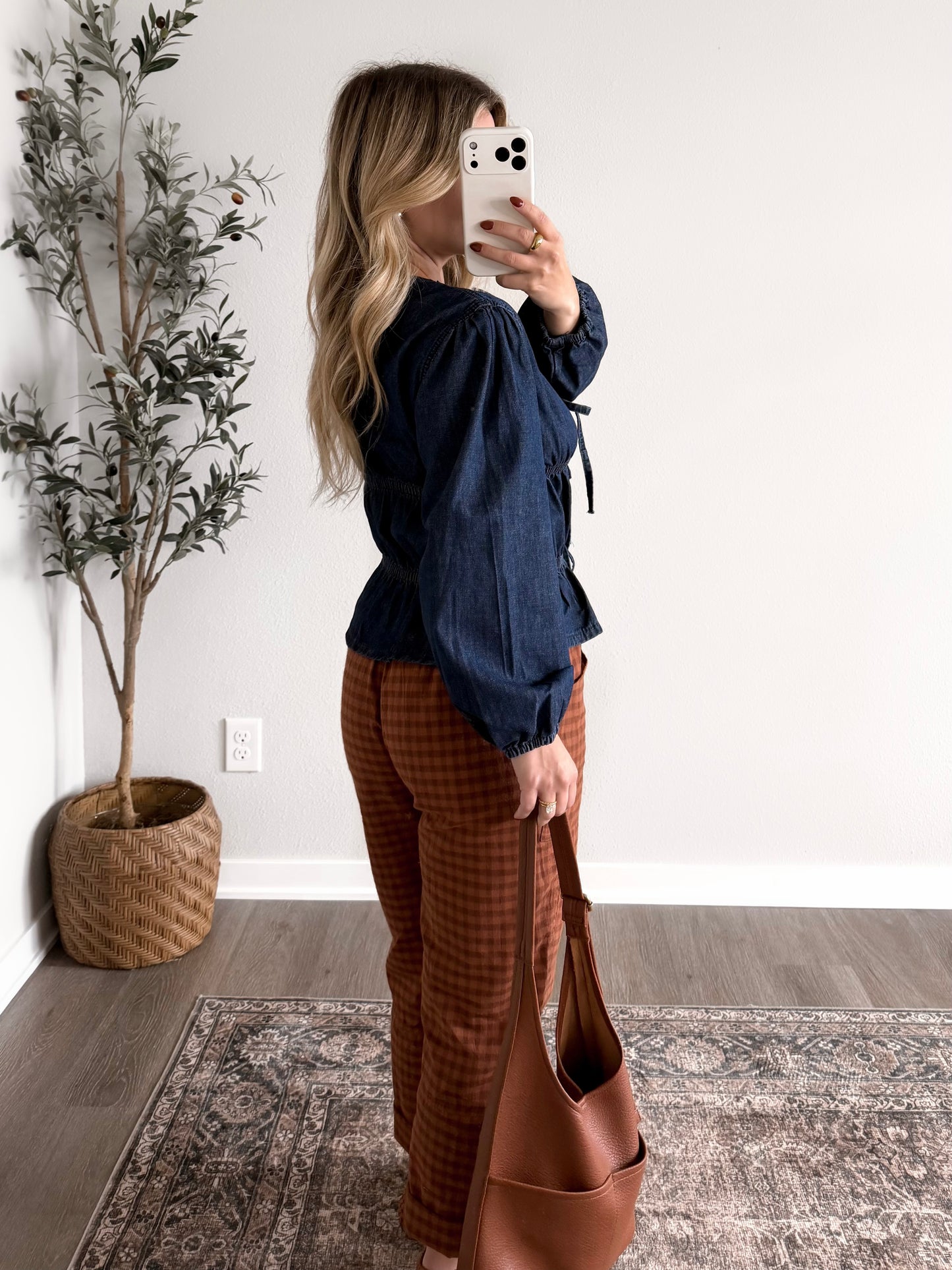 Denim Weather Tie Front Top