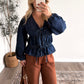 Denim Weather Tie Front Top