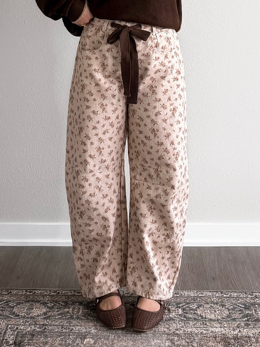Cozy Cottage Floral Barrel Pant (Restocking 10.5)