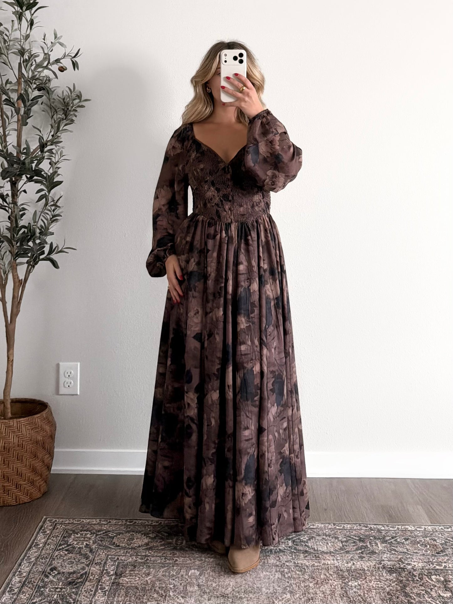 Moody Romance Floral Maxi Dress