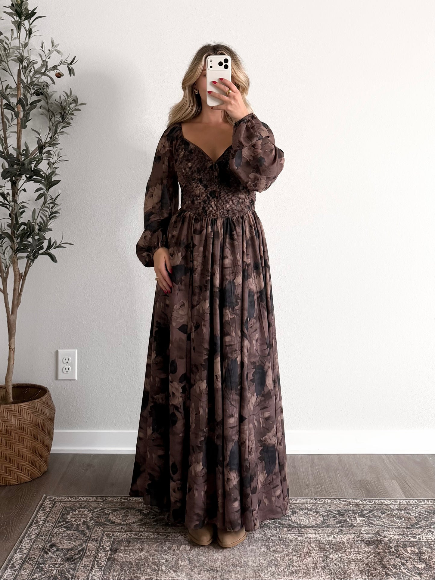 Moody Romance Floral Maxi Dress
