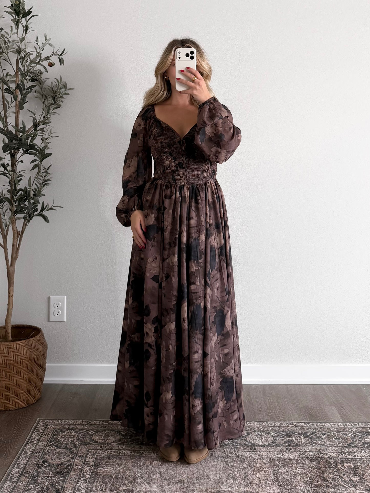 Moody Romance Floral Maxi Dress