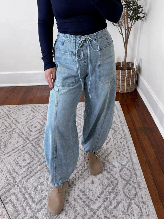 Riley High Rise Barrel Jean