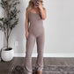 Running Late Athleisure Jumpsuit / Taupe