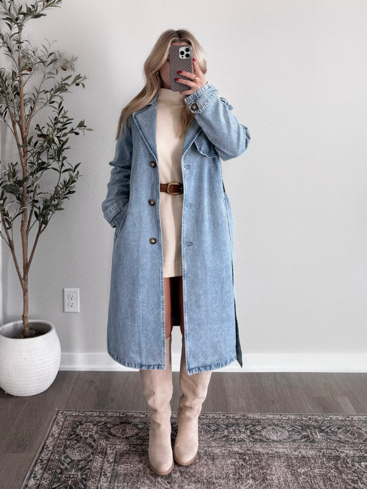 Winter Estate Denim Trench Coat