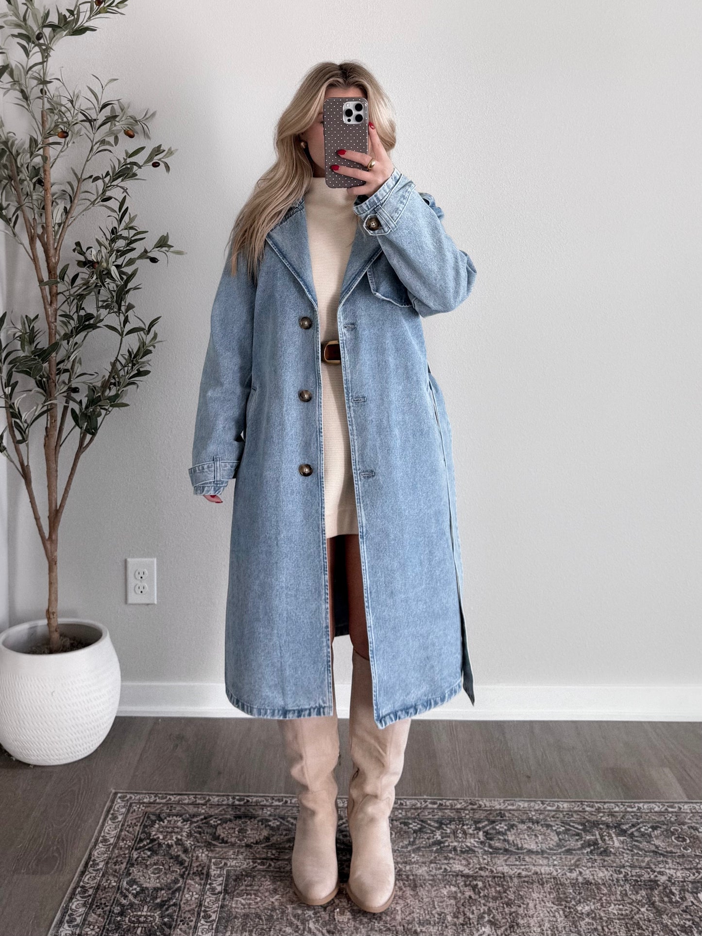 Winter Estate Denim Trench Coat
