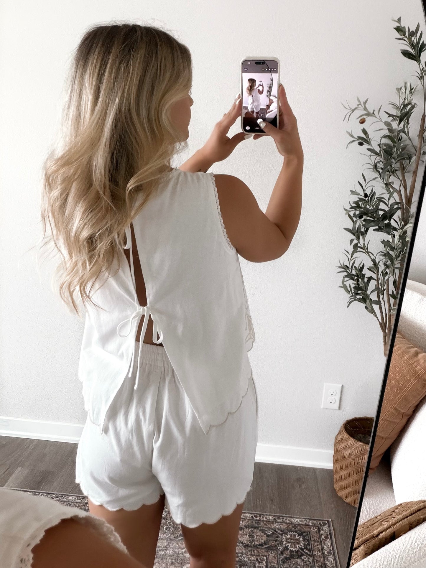 Palm House Embroidered Short Set