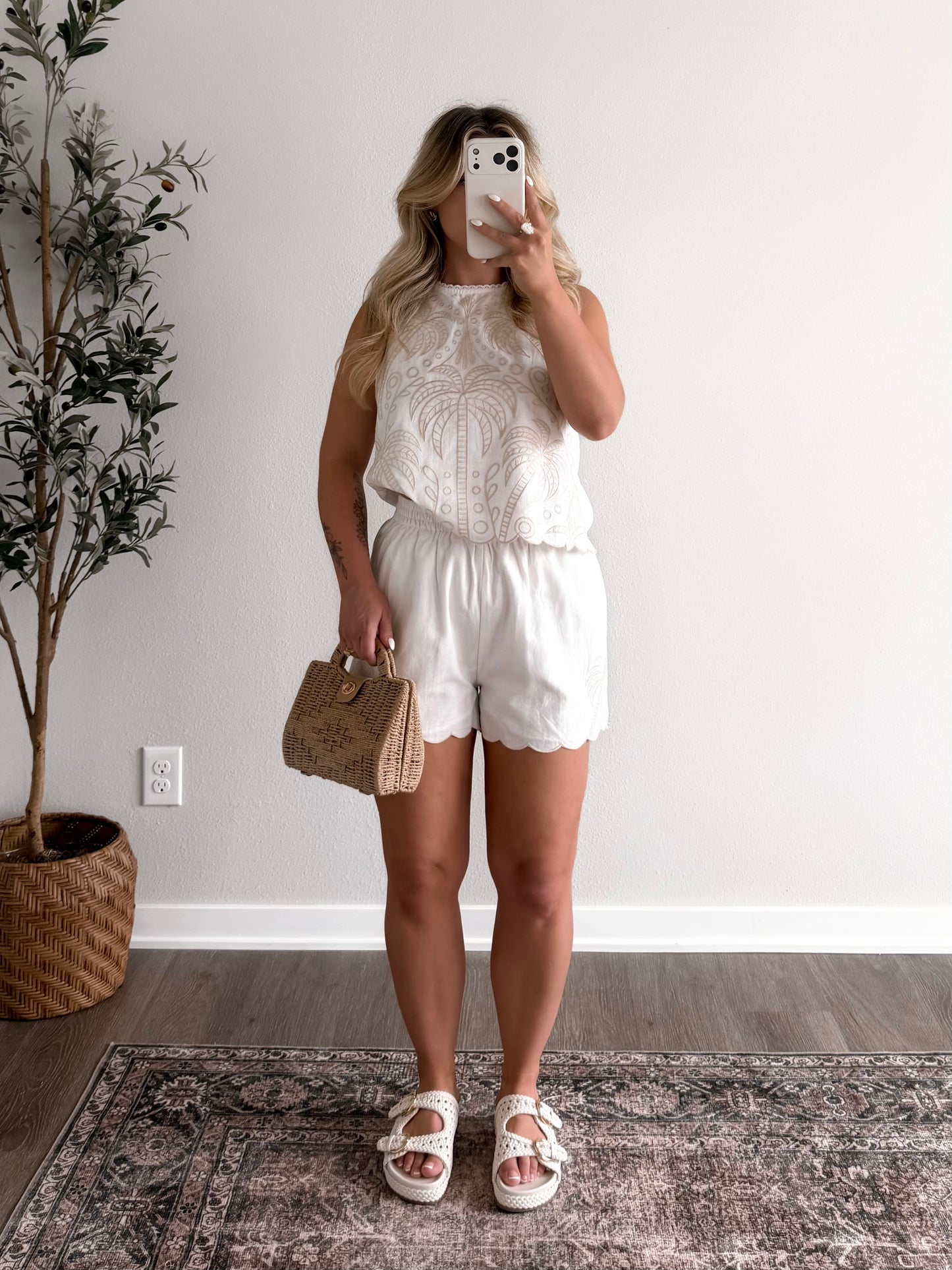 Palm House Embroidered Short Set