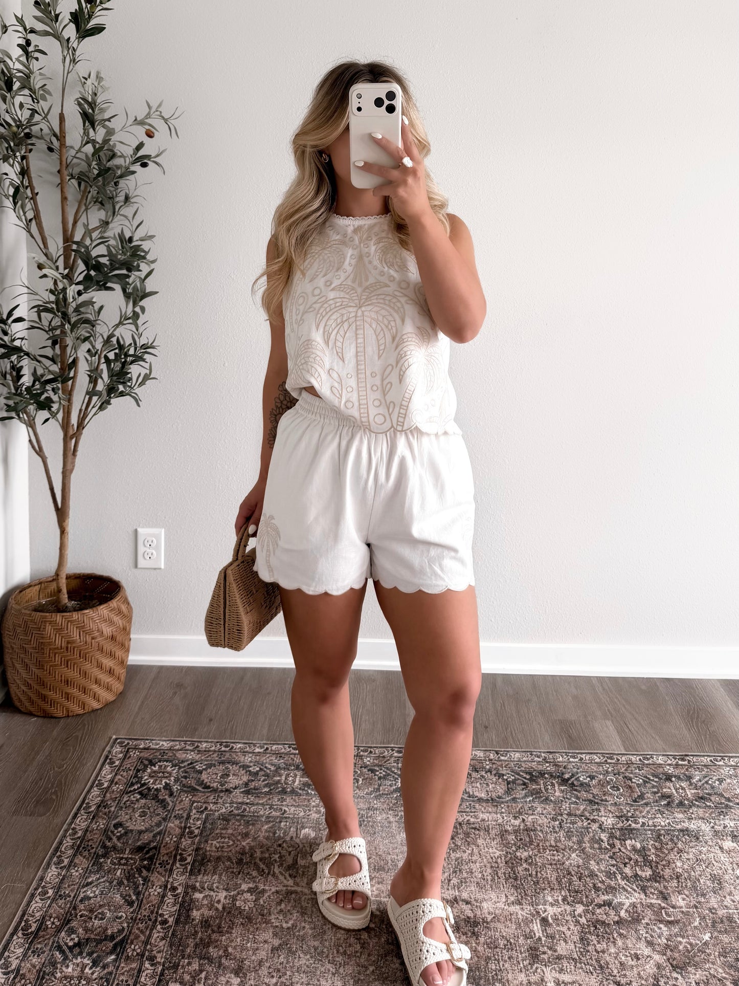 Palm House Embroidered Short Set