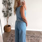 Capri Eyelet Striped Pant Set