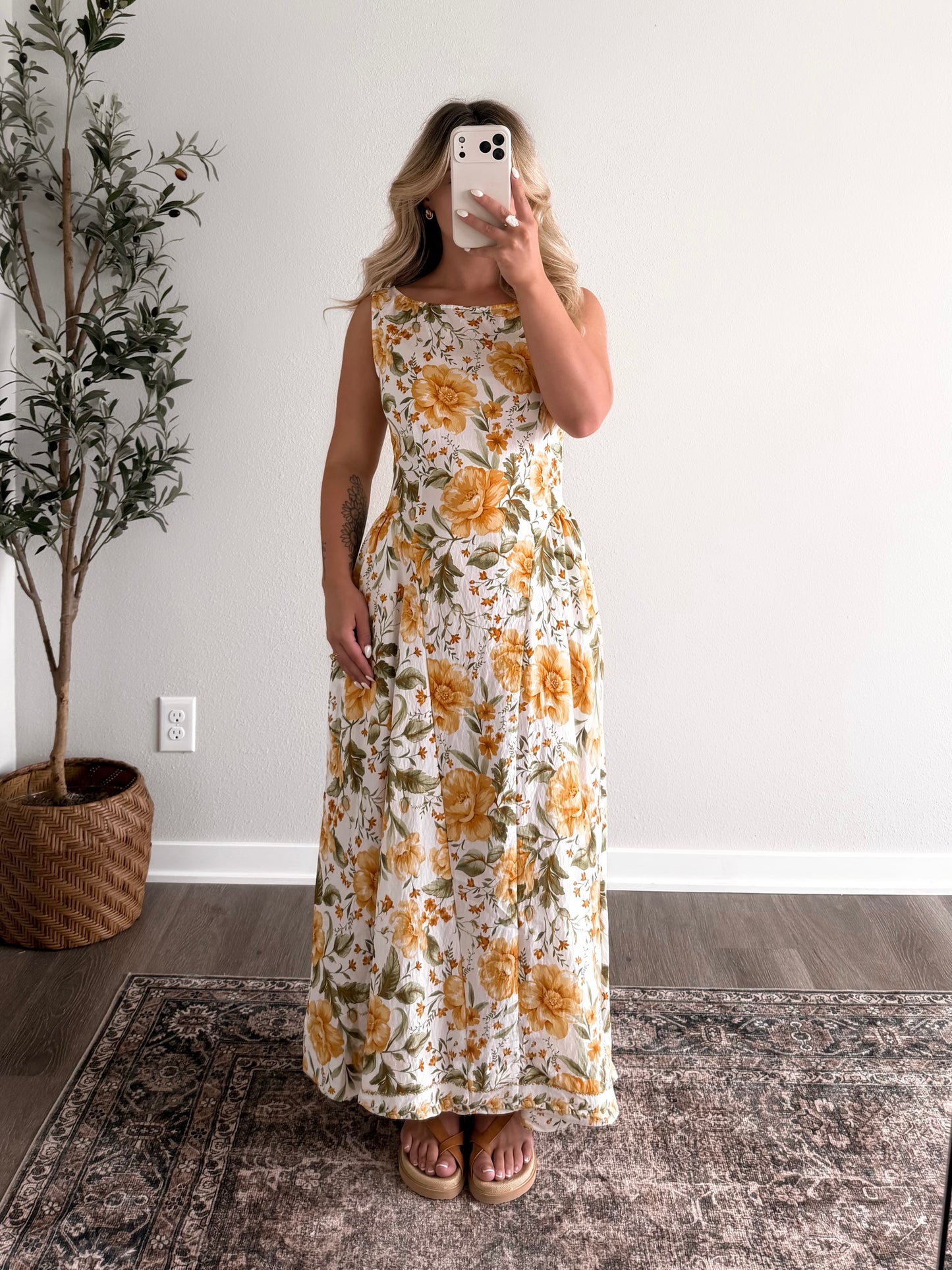 Citrus Grove Floral Midi Dress