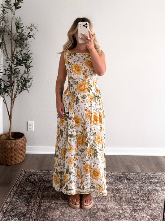 Citrus Grove Floral Midi Dress