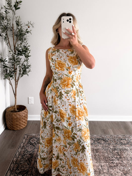 Citrus Grove Floral Midi Dress