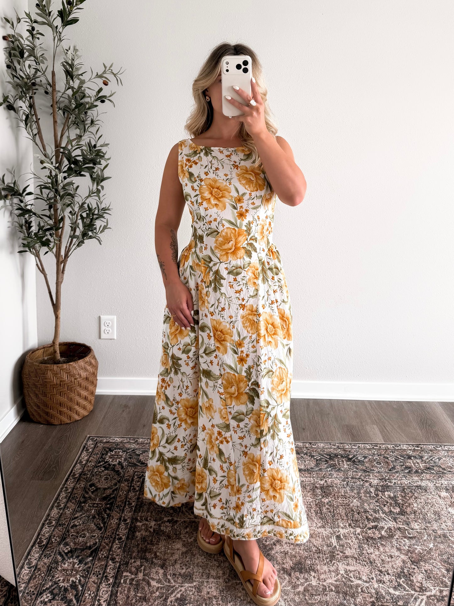 Citrus Grove Floral Midi Dress