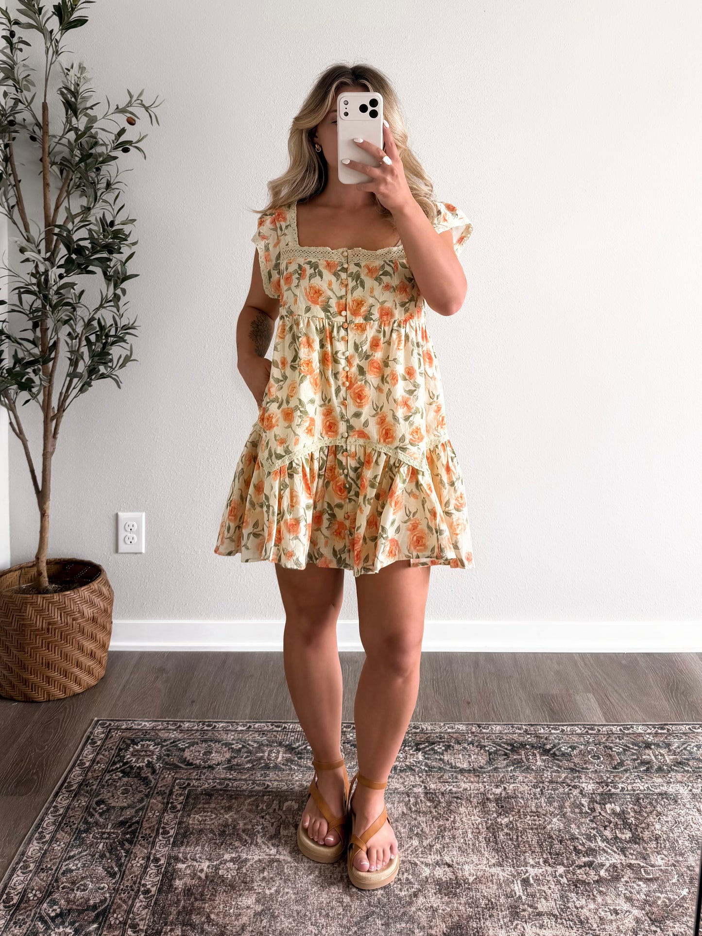 Peach Petal Floral Dress