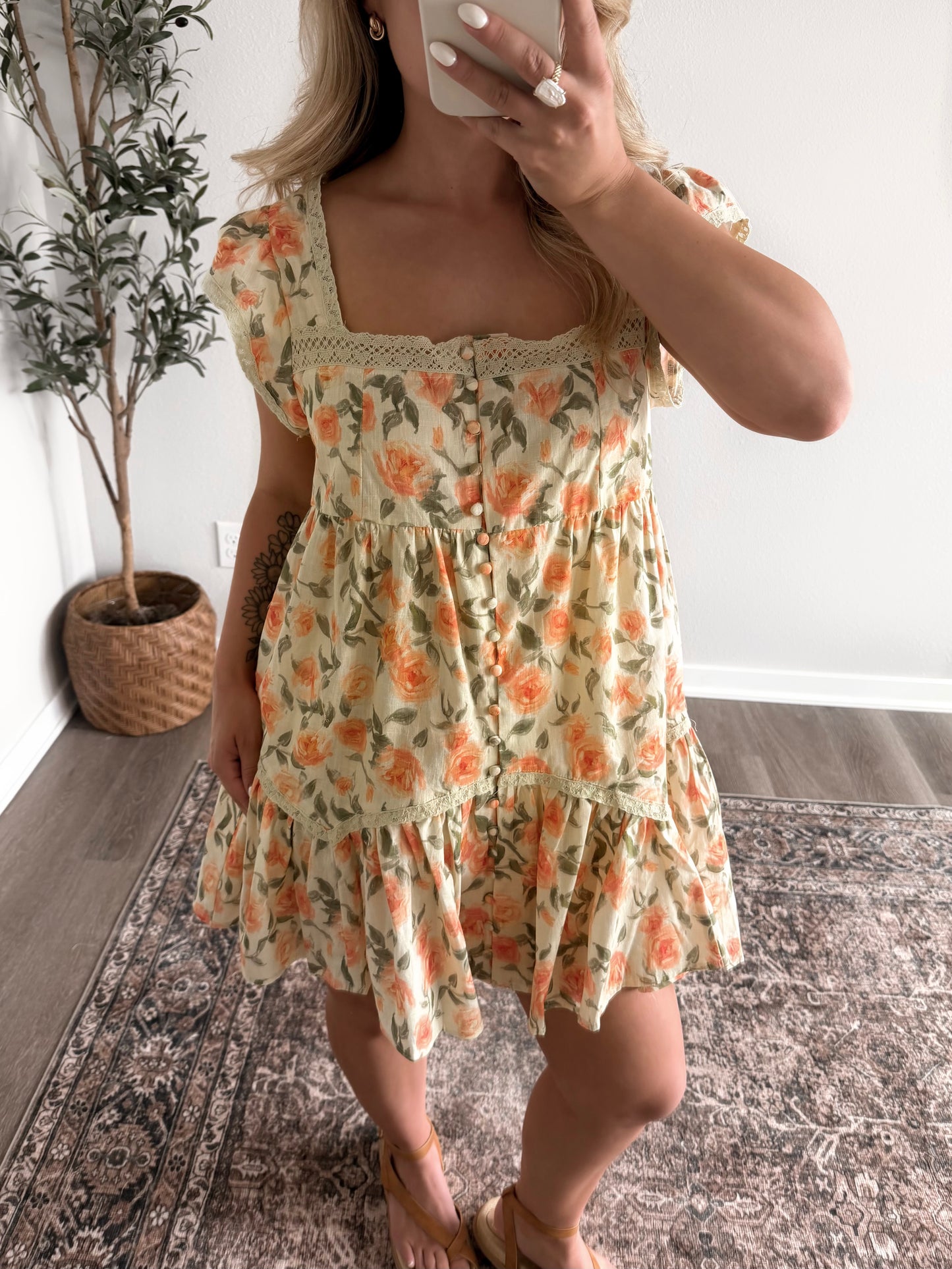 Peach Petal Floral Dress