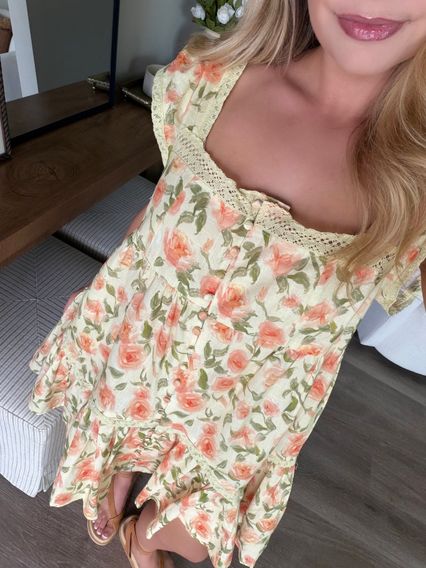 Peach Petal Floral Dress