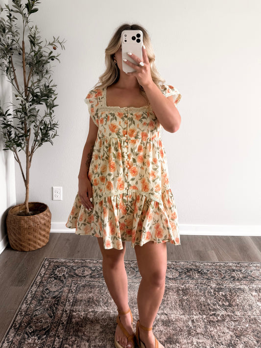 Peach Petal Floral Dress