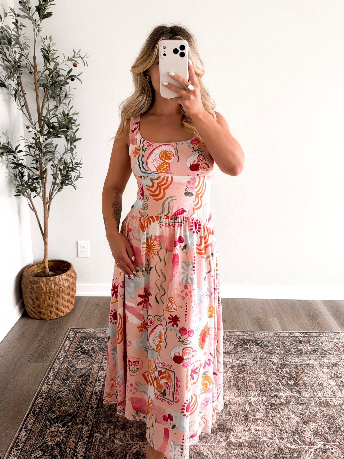 Aperol Spritz Sunset Midi Dress