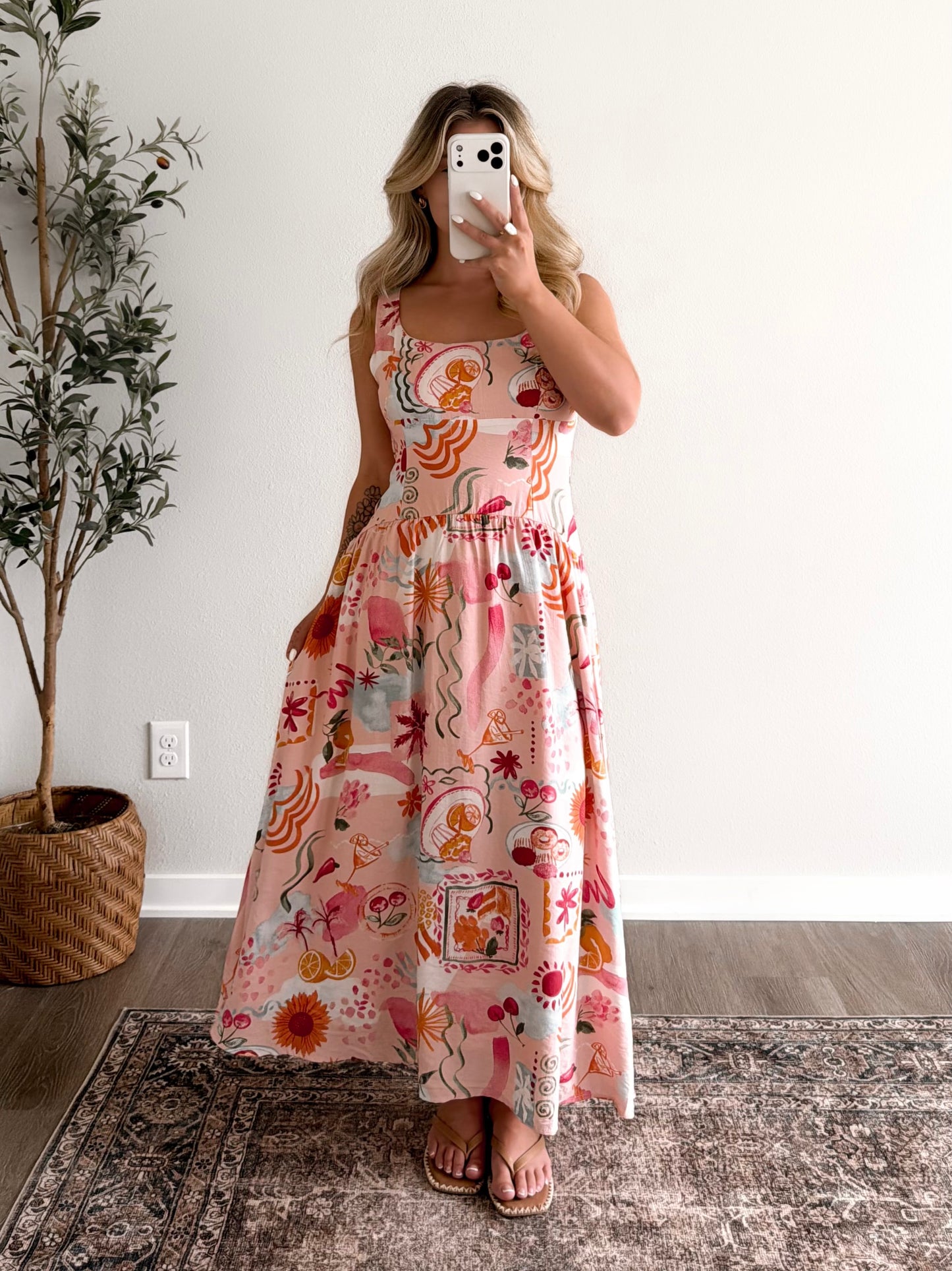 Aperol Spritz Sunset Midi Dress