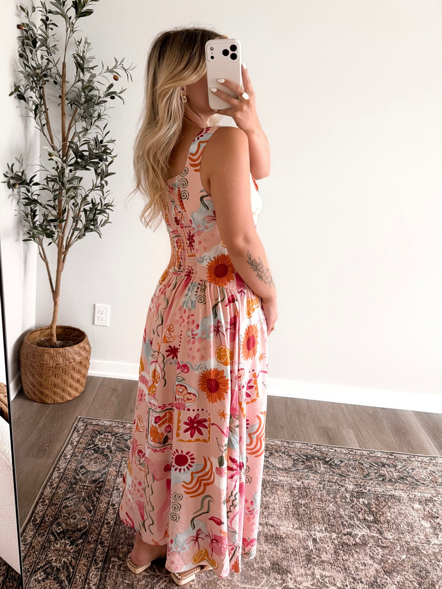 Aperol Spritz Sunset Midi Dress