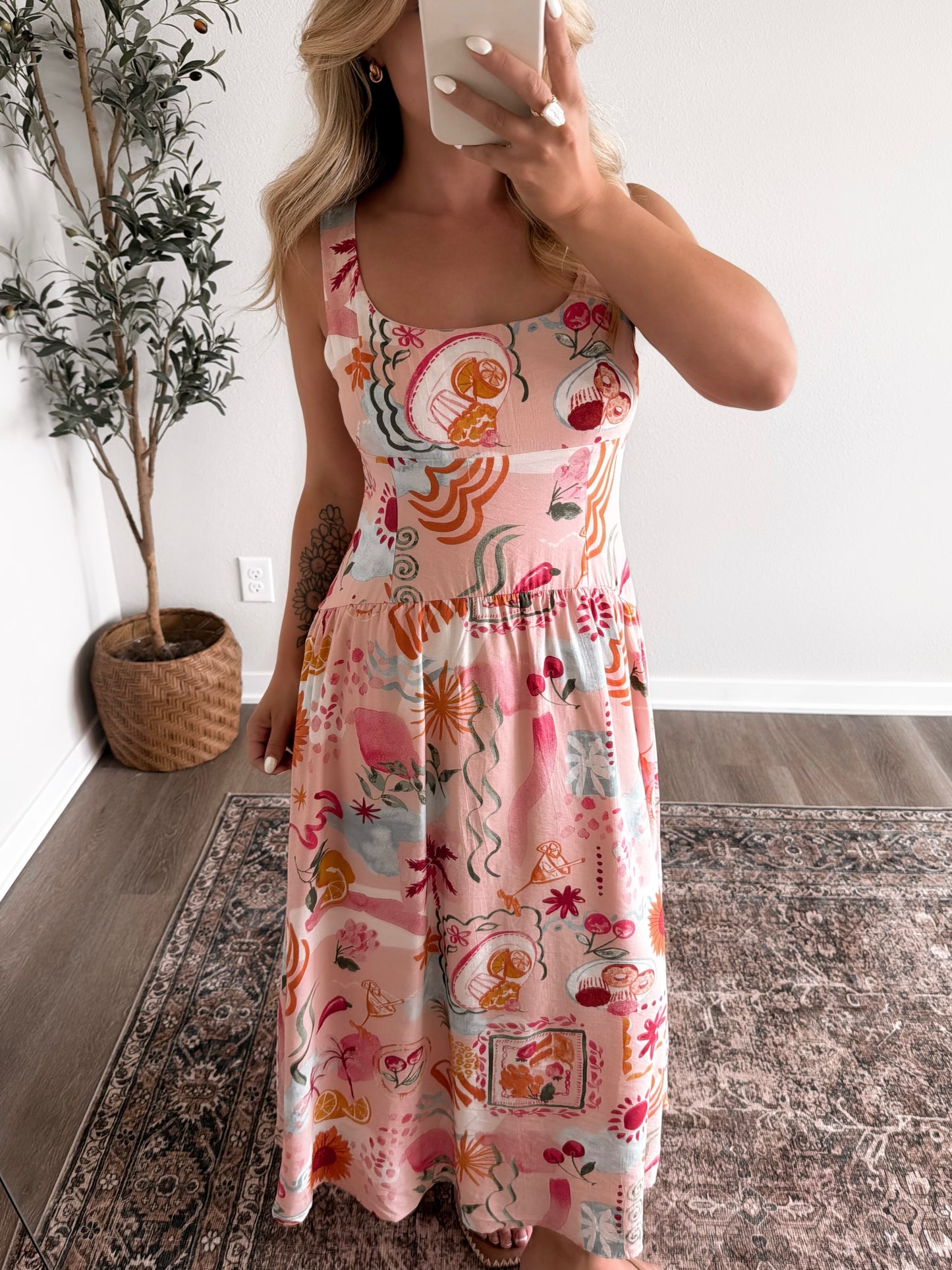 Aperol Spritz Sunset Midi Dress