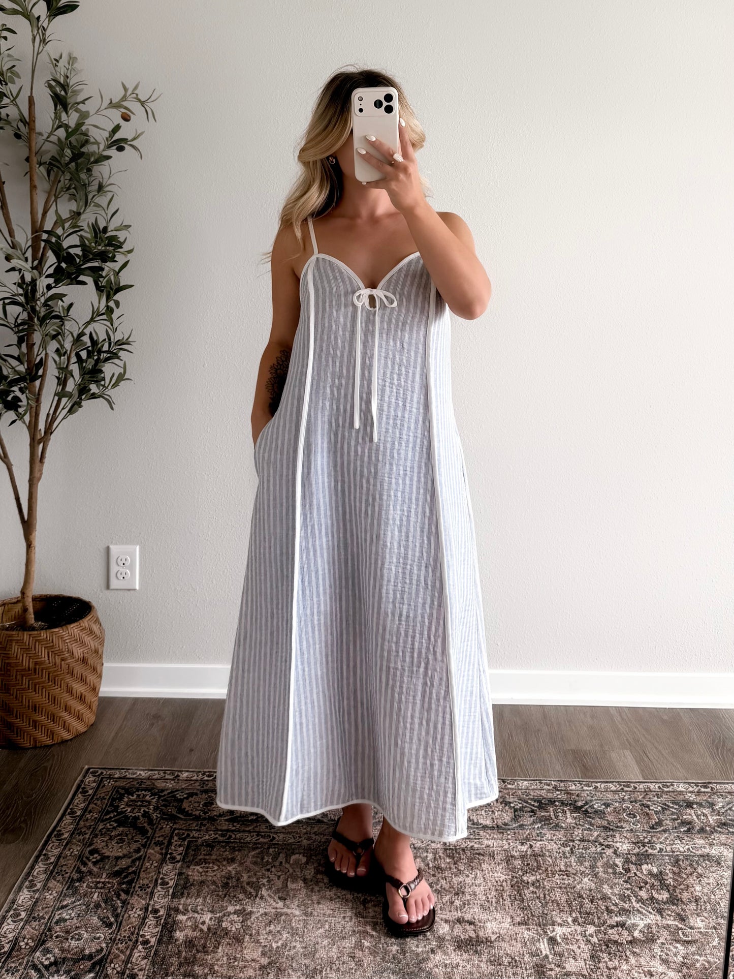 Saltwater Striped Midi Dress