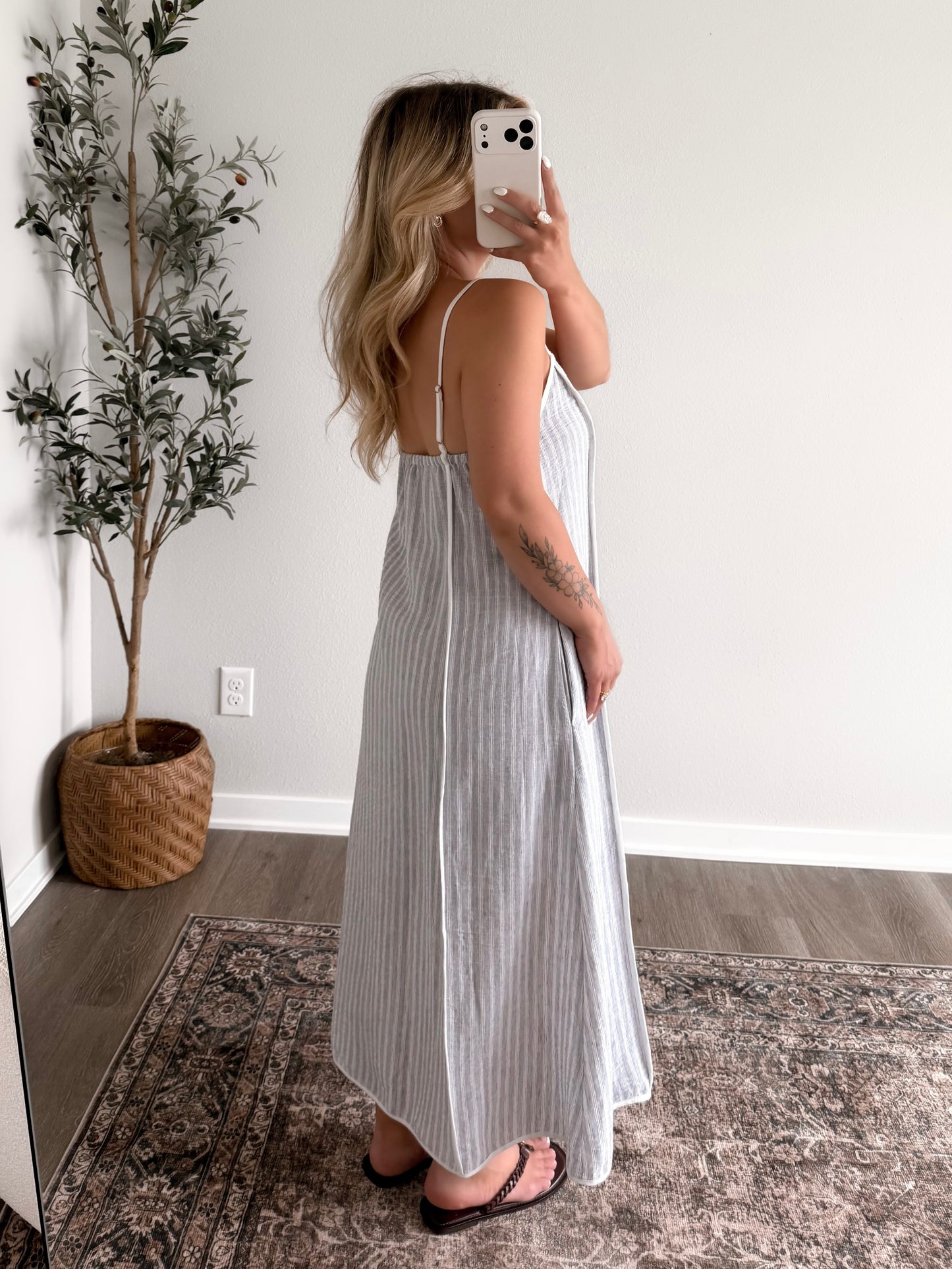 Saltwater Striped Midi Dress